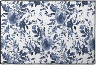 Door Mats: Blue And White Florals - Indigo Door Mat, Blue