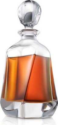 Aurora Crystal Modern Whiskey Decanter – 25 oz Small Liquor Decanter with Stopper