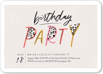 Teen Birthday Invitations: Wild Child Birthday Invitation, Grey, 5X7, Pearl Shimmer Cardstock, Rounded