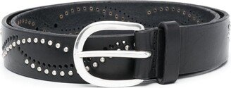 Stud-Embellished Leather Belt-AB