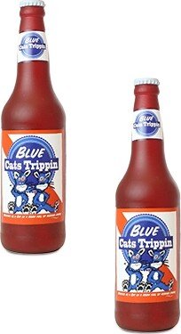 Silly Squeaker Beer Bottle Blue Cat Trippin, 2-Pack Dog Toys