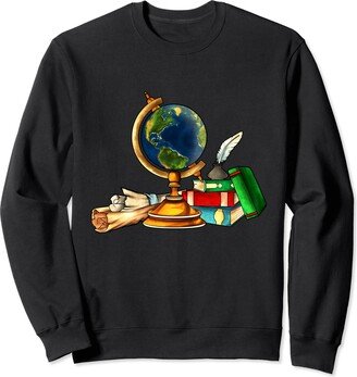 Royalcore and Baroquecore Designs Royalcore - Dark Academia - Vintage Globe Sweatshirt