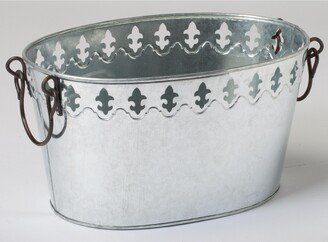 Kindwer Galvanized Fleur De Lis Oval Tub