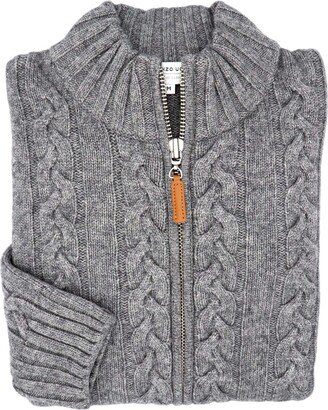 Men's Cable Knit Wool & Cashmere Zip-Up sweater