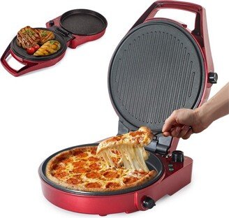 COMMERCIAL CHEF Multifunction Pizza Maker and Nonstick Indoor Grill 11 1500W, Red