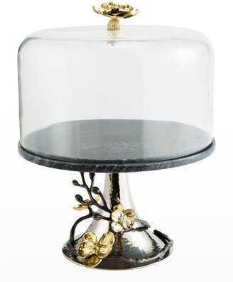 Gold Orchid Cake Stand with Dome