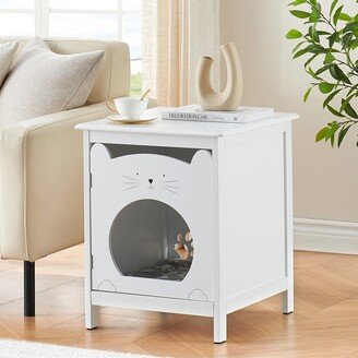 ELETHEBIA Hidden Cat Litter Box Enclosure Nightstand for Living Room/ Bedroom