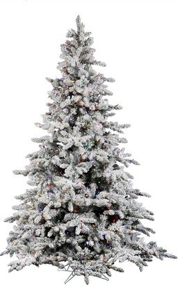 4.5 ft Flocked Utica Fir Artificial Christmas Tree With 300 Multi Led Lights