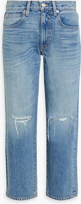 Sophie cropped distressed mid-rise straight-leg jeans