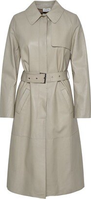 Beige Leather Trench Coat