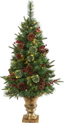 Pine, Pinecone and Berries Artificial Christmas Tree in Decorative Urn
