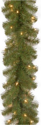 National Tree Company Pre-Lit Artificial Christmas Garland, Green, North Valley Spruce, Dual Color LED Lights, Plug In, Christmas Collection, 9 Feet