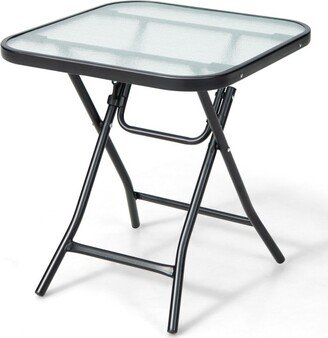 18 Inch Square Patio Bistro Table with Rustproof Frame - 18 x 18 x 18.5