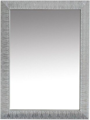 Wood Encased Wall Mirror with Striped Motif Edges and Shimmering Leaf - 38.4 H x 1 W x 28.4 L Inches