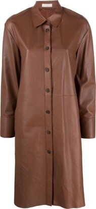 Single-Breasted Leather Coat-AE