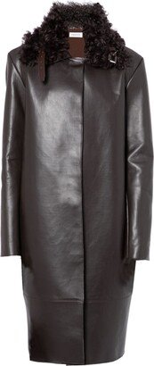 Enid shearling-trim leather coat