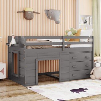 Calnod Twin Loft Bed with Drawers & Staircase