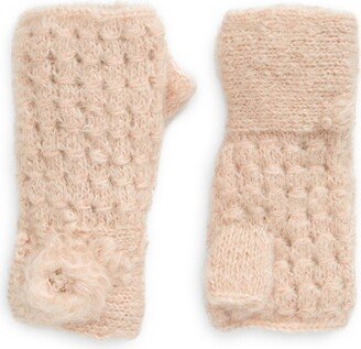 FRENCH KNOT Mae Embroidered Fingerless Mohair & Wool Gloves