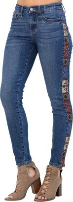 Judy Blue Western Print Mid-Rise Relaxed Fit Jean In Dark Blue