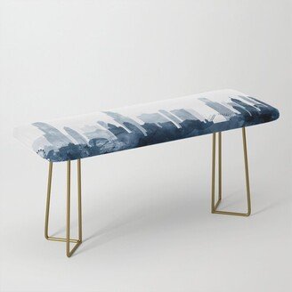 Chicago Skyline Navy Blue Watercolor by Zouzounio Art Benches