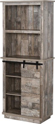 HOMCOM Freestanding Rustic Kitchen Buffet with Hutch, Pantry Storage Cabinet with Sliding Barn Door, Adjustable Shelf, Vintage Wood