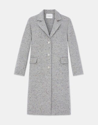 Plus Size Speckled Wool Double Face Tweed Coat