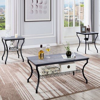 Mid Cectury 3-pieces Coffee Table Set, 3-Piece Living Room Table Set