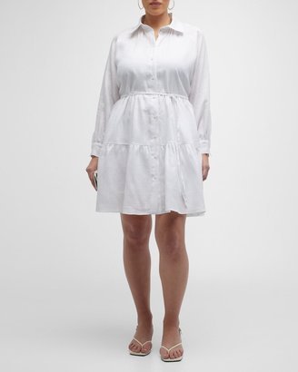 Whitney Morgan Plus Size Tiered A-Line Mini Shirtdress