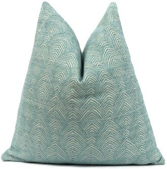 Spa/Aqua Herringbone Pillow Cover, Modern Aqua Square Pillow, Euro Sham, Lumbar Designer Fabric Double Sided'