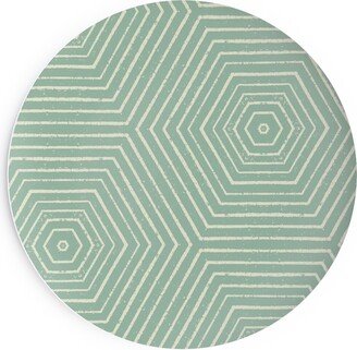 Salad Plates: Concentric Hexagons Salad Plate, Green