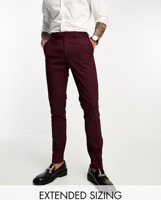 skinny suit trousers in burgundy