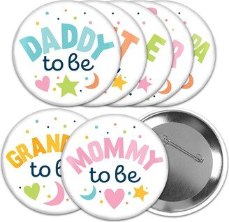 Big Dot Of Happiness Colorful Baby Shower - 3 in Gender Neutral Party Badge - Pinback Buttons - 8 Ct