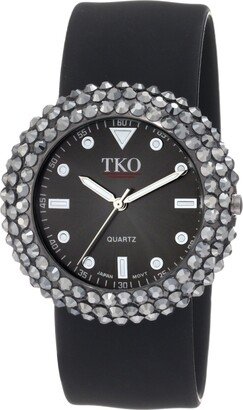 TKO ORLOGI Women's TK613BK Swarovski Crystal-Accented Watch with Black Rubber Band