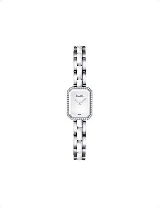 Womens Silver H2132 Première Ceramic Steel, Lacquer and 0.26ct Diamond Quartz Watch