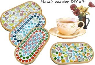 Bamboo Mosaic Coaster Diy Kit, Stained Glass Craft Kit For Adults, Mosaic Art Insulation Pad, Diy Craft Kit Adult Kid, Home Diy Gift