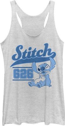 Women' Lilo & Stitch White Collegiate 626 Racerback Tank Top - White Heather - Small