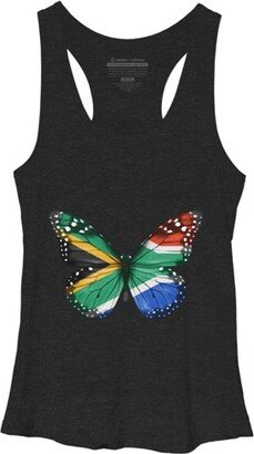 Design by Humans Women' Deign By Human Butterfly Flag Of South Africa By GiftIdea Racerback Tank Top - Black Heather - Small