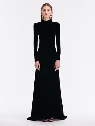 ODLR Mock Neck Velvet Gown