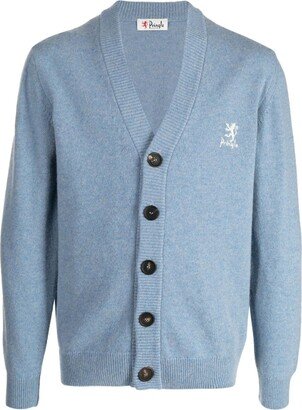 logo-embroidered V-neck cardigan-AC