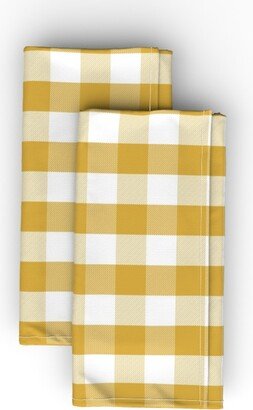 Cloth Napkins: Gingham Check Tartan - Yellow Cloth Napkin, Longleaf Sateen Grand, Yellow