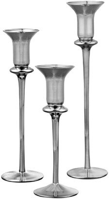 Argent Glass Candlesticks, Set Of 3