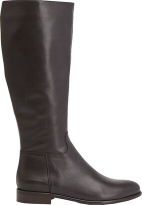 LEONARDO PRINCIPI Leather Tall Boots Knee Boots Dark Brown