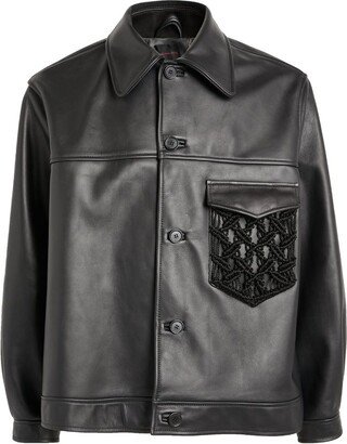 Mesh-Pocket Leather Jacket