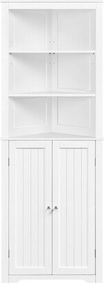 64.5H Corner Shelving Unit Corner Cabinet with Adjustable Shelf, White