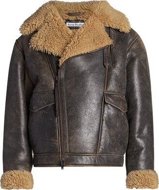 Liana Shearling-Trimmed Leather Jacket