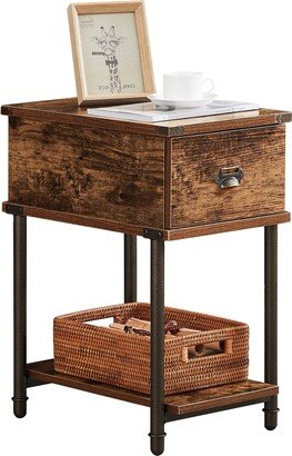 Modern Nightstands/Side Table with 1-Drawer and Open Shelf, Brown