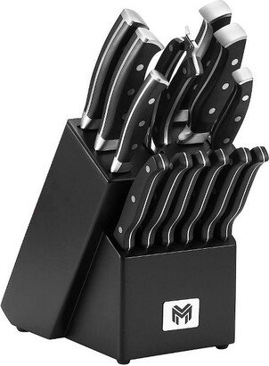 Miso Master Supreme Series 15-Piece Knife Set in Black Wooden Block with Integrated Sharpener