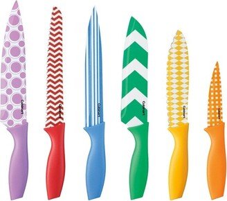 Advantage 12pc Non-Stick Coated Color Knife Set with Blade Guards - C55-12PR1