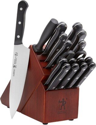 Razor-Sharp Solution 18-pc Knife Set with Block, Chef Knife, Steak Knife, Utility Knife, Dark Brown, Stainless Steel, German Engineered