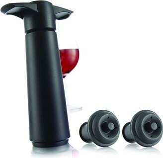 Wine Saver Pump with 2 Vacuum Bottle Stoppers, Black